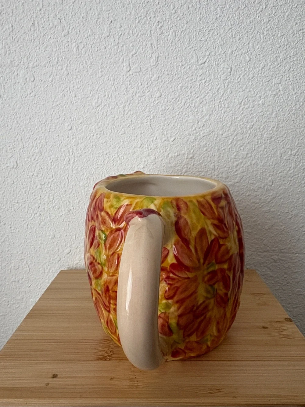 Pier 1 Ceramic Hedgehog Mug in Cream and Autumn Leaf Colors